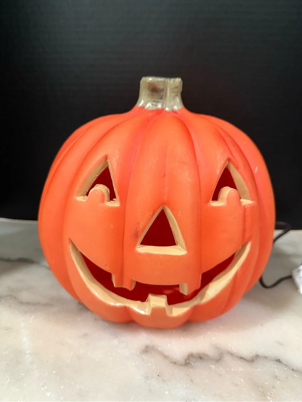 Vintage orange plastic blow-mold jack-o'-lantern tabletop light Pumpkin